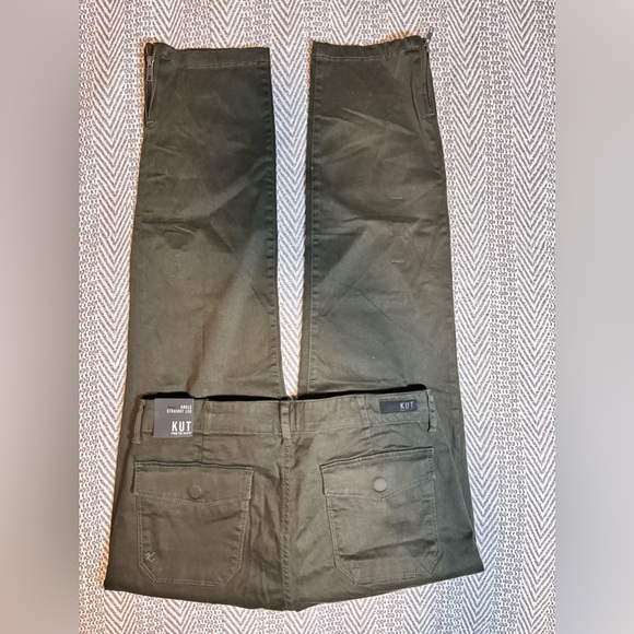KUT from the Kloth | Ankle Straight Leg Pants in Green | Sz 12 - Picture 4 of 11